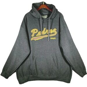 San Diego Padres Sweater Men's 2XL MLB Mitchell & Ness Charcoal Fleece Hoodie